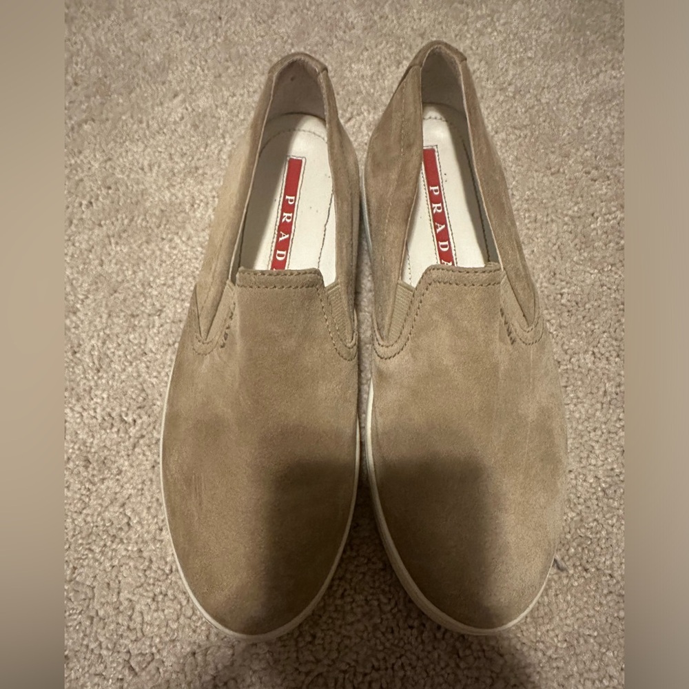 Prada size 37 tan suede sneakers